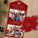 Vrolijk en vreugdevol samen 4 foto rustieke kerst all in one uitnodiging<br><div class="desc">Moderne rustieke winter 4 aangepaste familie foto's Vrolijk en Vreugdevol samen script vakantie tri fold kaart met sneeuwvlokken.                         Eenvoudig te personaliseren met uw afbeeldingen,  tekstscript,  familienaam en jouw tekst aan beide zijden!</div>