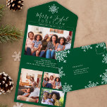 Vrolijk en vreugdevol samen 4 foto rustieke kerst all in one uitnodiging<br><div class="desc">Moderne rustieke winter 4 aangepaste familie foto's Vrolijk en Vreugdevol samen script vakantie tri fold kaart met sneeuwvlokken.                         Eenvoudig te personaliseren met uw afbeeldingen,  tekstscript,  familienaam en jouw tekst aan beide zijden!</div>