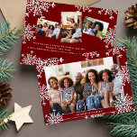 Vrolijk en vreugdevol samen 4 foto rustieke kerst feestdagenkaart<br><div class="desc">Moderne rustieke winter 4 aangepaste familie foto's Vrolijk en Vreugdevol samen script vakantie kaart met sneeuwvlokken lijst.                         Eenvoudig te personaliseren met uw afbeeldingen,  tekstscript,  familienaam en jouw tekst aan beide zijden!</div>