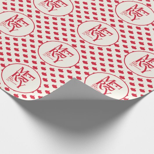 Vrolijk en vrolijk feestelijk rood kerstfeest cadeaupapier (Hoek)