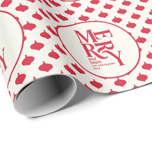 Vrolijk en vrolijk feestelijk rood kerstfeest cadeaupapier (Rol Hoek)