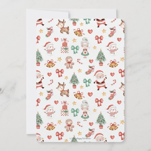 Vrolijk en vrolijk Kerstfeest Santa Snowman Kaart (Achterkant)