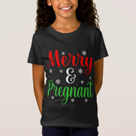 Vrolijk en zwanger Grappig Kerstmis Santa Elf Gnom T-shirt (Voorkant)