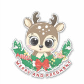 VROLIJK EN ZWANGER HERT STICKER (Voorkant)