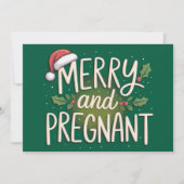 Vrolijk en Zwanger Kerstmis Zwangerschapsaankondig Feestdagenkaart (Voorkant)
