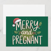 Vrolijk en Zwanger Kerstmis Zwangerschapsaankondig Feestdagenkaart (Voorkant / Achterkant)