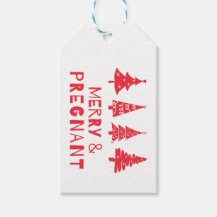 Vrolijk en zwanger met Kerstmis Cadeaulabel