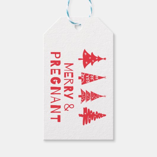 Vrolijk en zwanger met Kerstmis Cadeaulabel (Voorkant)