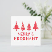 Vrolijk en zwanger met Kerstmis Feestdagenkaart (Staand voorkant)