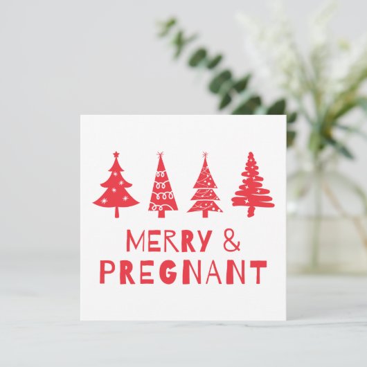 Vrolijk en zwanger met Kerstmis Feestdagenkaart (Staand voorkant)