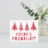 Vrolijk en zwanger met Kerstmis Feestdagenkaart (Staand voorkant)