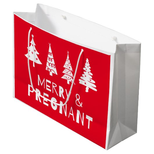 Vrolijk en zwanger met Kerstmis Groot Cadeauzakje (Voorkant Gekanteld)