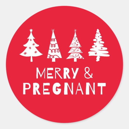 Vrolijk en zwanger met Kerstmis Ronde Sticker (Voorkant)