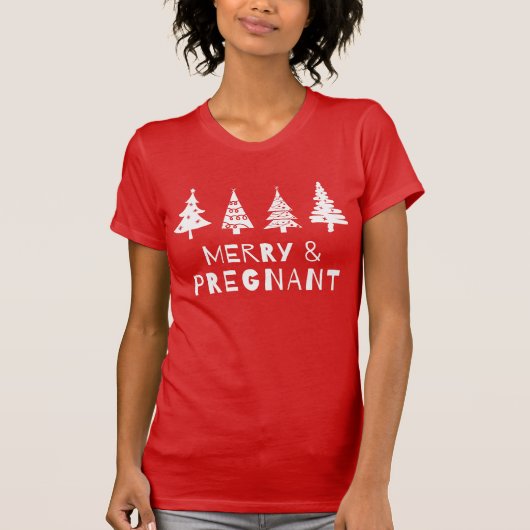 Vrolijk en zwanger met Kerstmis T-shirt (Voorkant)
