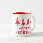 Vrolijk en zwanger met Kerstmis Tweekleurige Koffiemok (Voorkant rechts)
