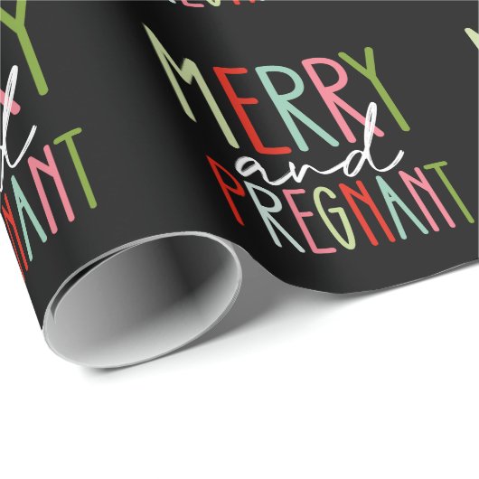 Vrolijk en zwanger zwangerschap Kerstmis mam Cadeaupapier (Rol Hoek)
