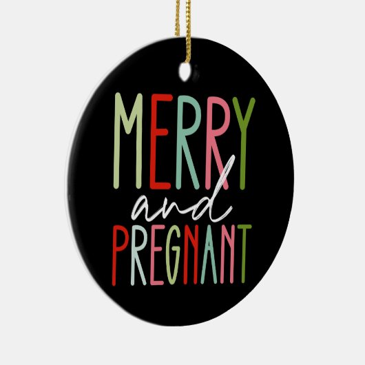 Vrolijk en zwanger zwangerschap Kerstmis mam Keramisch Ornament (Rechts)