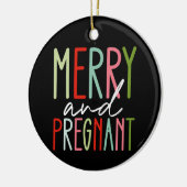 Vrolijk en zwanger zwangerschap Kerstmis mam Keramisch Ornament (Links)
