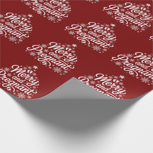 Vrolijk en zwanger Zwangerschap Voetafdrukken Zwan Cadeaupapier (Hoek)