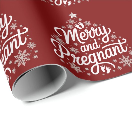 Vrolijk en zwanger Zwangerschap Voetafdrukken Zwan Cadeaupapier (Rol Hoek)