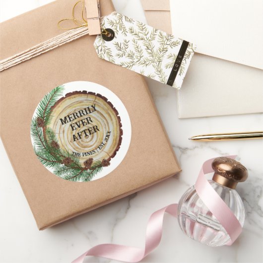 Vrolijk Ever na de huwelijkskerst Ronde Sticker (Geschenken)