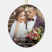 Vrolijk Ever na Pas getrouwd Kerstmis Keramisch Ornament (Links)