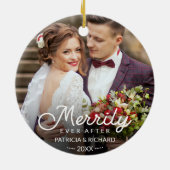 Vrolijk Ever na Pas getrouwd Kerstmis Keramisch Ornament (Achterkant)