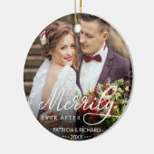 Vrolijk Ever na Pas getrouwd Kerstmis Keramisch Ornament (Links)