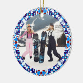 Vrolijk Feestelijk Blauw Kerst Foto Afbeelding Lij Keramisch Ornament (Links)