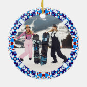 Vrolijk Feestelijk Blauw Kerst Foto Afbeelding Lij Keramisch Ornament (Achterkant)