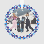 Vrolijk Feestelijk Blauw Kerst Foto Afbeelding Lij Ornament (achterkant)