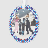 Vrolijk Feestelijk Blauw Kerst Foto Afbeelding Lij Ornament (voorkant)