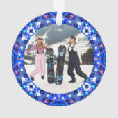 Vrolijk Feestelijk Blauw Kerst Foto Afbeelding Lij Ornament (achterkant)