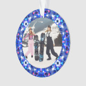 Vrolijk Feestelijk Blauw Kerst Foto Afbeelding Lij Ornament (voorkant)