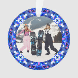 Vrolijk Feestelijk Blauw Kerst Foto Afbeelding Lij Ornament