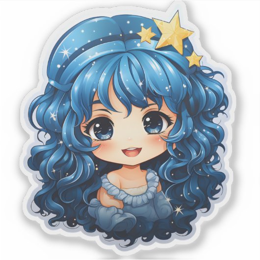 Vrolijk feestelijk blauw Kerst sticker (Voorkant)