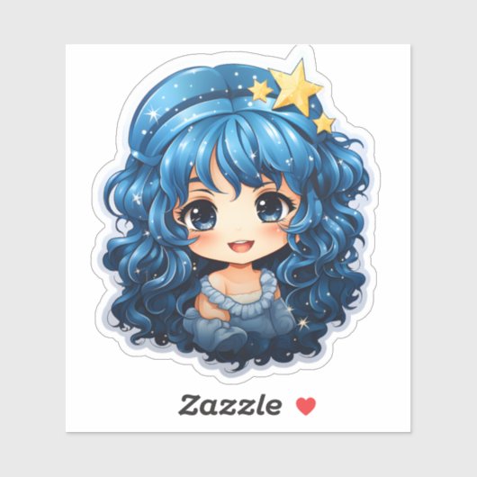 Vrolijk feestelijk blauw Kerst sticker (Vel)