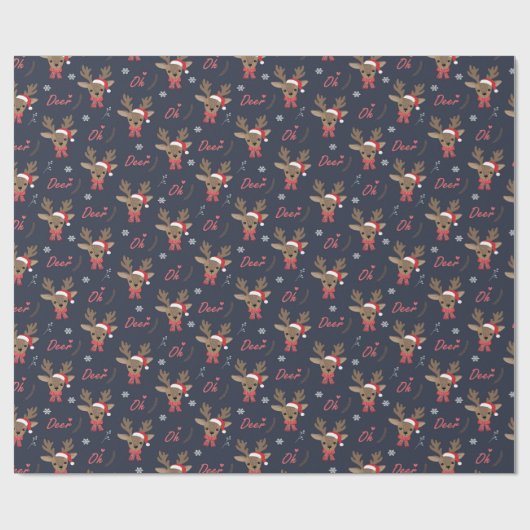 Vrolijk feestelijk hertenwikkelpapier cadeaupapier (Vlak)