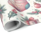 Vrolijk feestelijk kerstinpakpapier cadeaupapier (Rol Hoek)