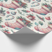 Vrolijk feestelijk kerstinpakpapier cadeaupapier (Hoek)