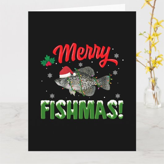 Vrolijk Fishmas Kerstmis Visliefhebber Kaart (Gele Bloem)