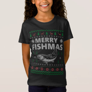 Vrolijk Fishmas Lelijke Kerstmis Pyjama Kostuum Fi T-shirt