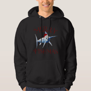 Vrolijk Fishmas Marlin Santa Hat Kerstmis Hoodie