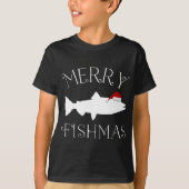Vrolijk Fishmas Vis Kerstman Hoed Kerstmis T-shirt (Voorkant)