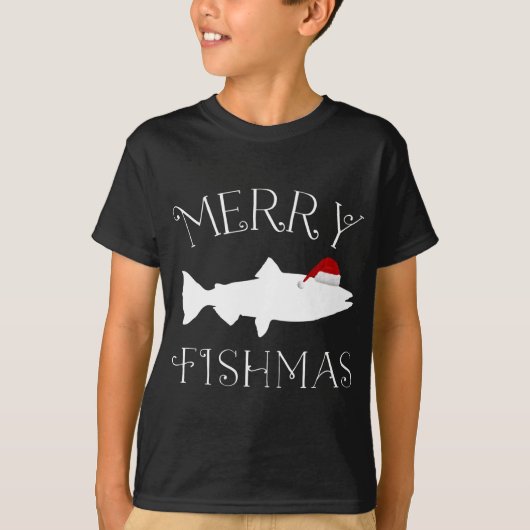 Vrolijk Fishmas Vis Kerstman Hoed Kerstmis T-shirt (Voorkant)