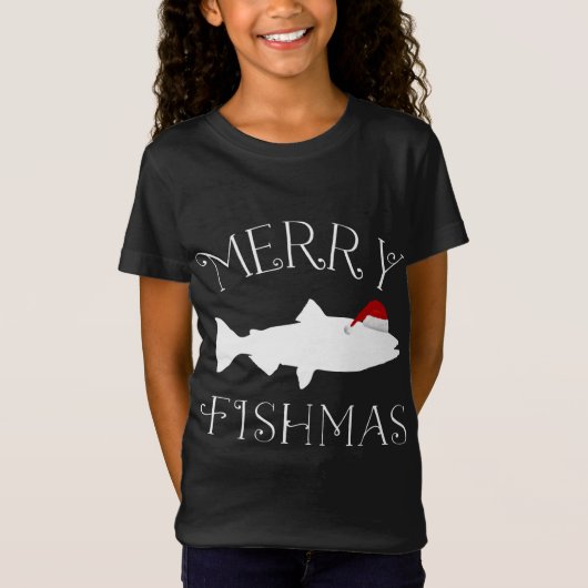 Vrolijk Fishmas Vis Kerstman Hoed Kerstmis T-shirt (Voorkant)