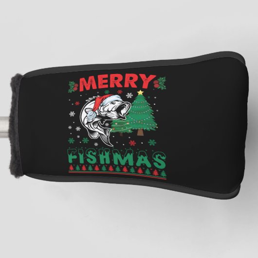 Vrolijk Fishmas Vis Vist Papa Visser Kerstmis Golfheadcover (Voorkant)