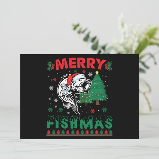 Vrolijk Fishmas Vis Vist Papa Visser Kerstmis Kaart (Staand voorkant)