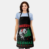 Vrolijk Fishmas Vis Vist Papa Visser Kerstmis Schort (Gedragen)