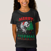 Vrolijk Fishmas Vis Vist Papa Visser Kerstmis T-shirt (Voorkant)
